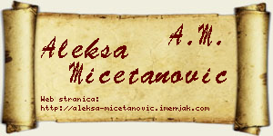 Aleksa Mičetanović vizit kartica